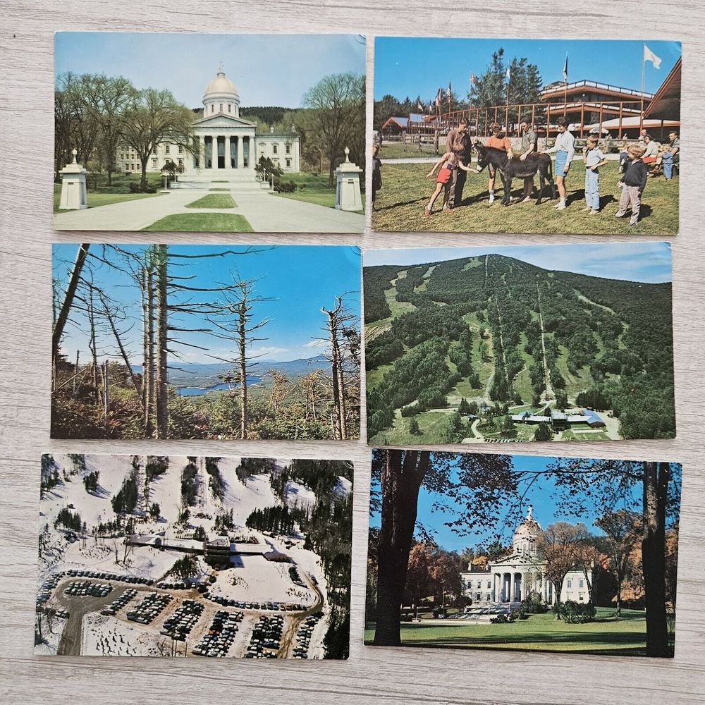 Vintage Postcards Vermont, Montpellier,‎ Mt. Snow, Scenic, Capital,  Not Used
